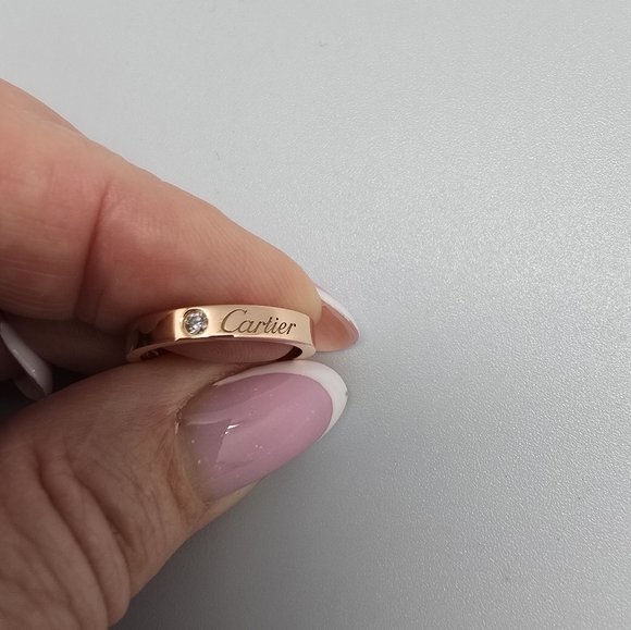 $1920 Auth Cartier C De Cartier 18K Rose Gold Diamond Band Ring Sz 51 US Sz 5.75 - Picture 5 of 9